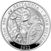 1 Pound - Elizabeth II 5th portrait; 1/2 oz Fine Silver, United Kingdom, 2022 reverse image