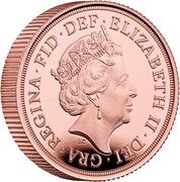 1 Sovereign - Elizabeth II 5th portrait; Platinum Jubilee, Proof Piedfort obverse image