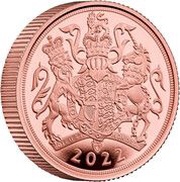 1 Sovereign - Elizabeth II 5th portrait; Platinum Jubilee, Proof Piedfort, United Kingdom, 2022 reverse image
