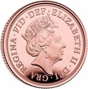 1 Sovereign - Elizabeth II 5th portrait; Platinum Jubilee obverse image