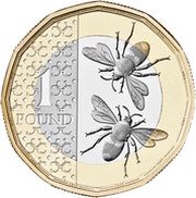 1 Pound - Charles III Bees, United Kingdom, 2023-2024 reverse image