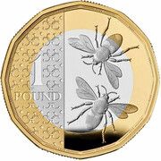 1 Pound - Charles III Bees; Silver Proof, United Kingdom, 2023-2024 reverse image