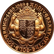 2 Sovereigns- Elizabeth II Gold Sovereign Anniversary, United Kingdom, 1989 reverse image