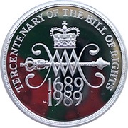 2 Pounds - Elizabeth II Bill of Rights; Silver Piedfort, United Kingdom, 1989 reverse image