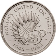 2 Pounds - Elizabeth II United Nations; Silver Proof, United Kingdom, 1995 reverse image