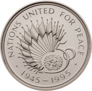 2 Pounds - Elizabeth II United Nations; Silver Piedfort, United Kingdom, 1995 reverse image