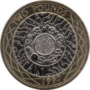 2 Pounds - Elizabeth II 3rd portrait; Technology, United Kingdom, 1997 reverse image