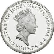 2 Pounds - Elizabeth II 3rd portrait; 1 oz Fine Silver obverse image