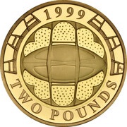 2 Pounds - Elizabeth II Rugby World Cup; Gold Proof, United Kingdom, 1999 reverse image