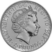 2 Pounds - Elizabeth II 4th portrait; 1 oz Fine Silver obverse image