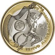 2 Pounds - Elizabeth II 4th portrait; Games in England, United Kingdom, 2002 reverse image