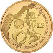 2 Pounds - Elizabeth II Games in Scotland; Gold Proof, United Kingdom, 2002 reverse image