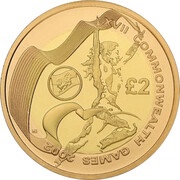 2 Pounds - Elizabeth II Games in Wales; Gold Proof, United Kingdom, 2002 reverse image