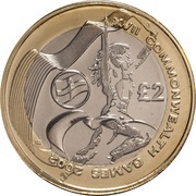 2 Pounds - Elizabeth II 4th portrait; Games in Northern Ireland, United Kingdom, 2002 reverse image