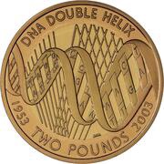 2 Pounds - Elizabeth II DNA Double Helix; Gold Proof, United Kingdom, 2003 reverse image