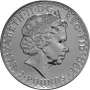 2 Pounds - Elizabeth II 4th portrait; 1 oz Fine Silver obverse image