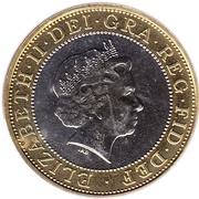 2 Pounds - Elizabeth II 4th portrait; Steam Locomotive obverse image