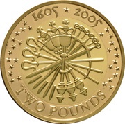 2 Pounds - Elizabeth II Gunpowder Plot; Gold Proof, United Kingdom, 2005 reverse image