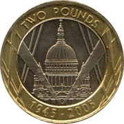 2 Pounds - Elizabeth II 4th portrait; St. Paul's Cathedral, United Kingdom, 2005 reverse image