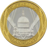 2 Pounds - Elizabeth II St. Paul's Cathedral; Silver Proof, United Kingdom, 2005 reverse image