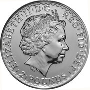 2 Pounds - Elizabeth II 4th portrait; 1 oz Fine Silver obverse image