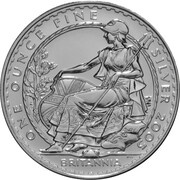 2 Pounds - Elizabeth II 4th portrait; 1 oz Fine Silver, United Kingdom, 2005 reverse image
