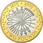 2 Pounds - Elizabeth II Gunpowder Plot; Silver Piedfort, United Kingdom, 2005 reverse image
