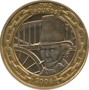 2 Pounds - Elizabeth II 4th portrait; Isambard K. Brunel, United Kingdom, 2006 reverse image