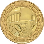 2 Pounds - Elizabeth II Isambard K. Brunel; Gold Proof, United Kingdom, 2006 reverse image