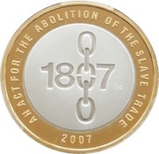 2 Pounds - Elizabeth II Abolition of Slave Trade; Silver Proof, United Kingdom, 2007 reverse image