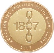2 Pounds - Elizabeth II Abolition of Slave Trade; Gold Proof, United Kingdom, 2007 reverse image