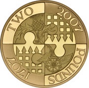 2 Pounds - Elizabeth II Act of Union; Gold Proof, United Kingdom, 2007 reverse image