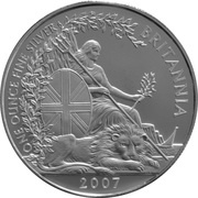 2 Pounds - Elizabeth II 4th portrait; 1 oz Fine Silver, United Kingdom, 2007 reverse image