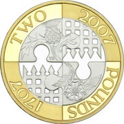 2 Pounds - Elizabeth II Act of Union; Silver Piedfort, United Kingdom, 2007 reverse image
