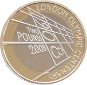 2 Pounds - Elizabeth II 4th portrait; London Olympic Centenary, United Kingdom, 2008 reverse image