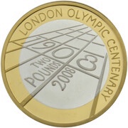 2 Pounds - Elizabeth II London Olympic Centenary; Silver Proof, United Kingdom, 2008 reverse image