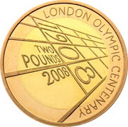 2 Pounds - Elizabeth II London Olympic Centenary; Gold Proof, United Kingdom, 2008 reverse image