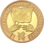 2 Pounds - Elizabeth II Olympic Handover; Gold Proof, United Kingdom, 2008 reverse image