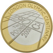 2 Pounds - Elizabeth II London Olympic Centenary; Silver Piedfort, United Kingdom, 2008 reverse image