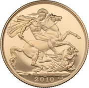 2 Sovereigns - Elizabeth II 4th portrait; modified reverse, United Kingdom, 2009-2015 reverse image