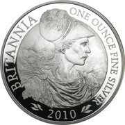 2 Pounds - Elizabeth II 4th portrait; 1 oz Fine Silver, United Kingdom, 2010 reverse image