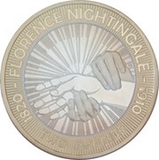 2 Pounds - Elizabeth II Florence Nightingale; Silver Proof, United Kingdom, 2010 reverse image