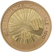 2 Pounds - Elizabeth II Florence Nightingale; Gold Proof, United Kingdom, 2010 reverse image