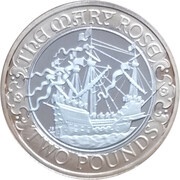 2 Pounds - Elizabeth II Mary Rose; Silver Proof, United Kingdom, 2011 reverse image