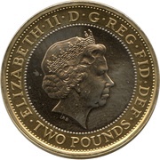 2 Pounds - Elizabeth II 4th portrait; King James Bible obverse image
