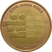 2 Pounds - Elizabeth II King James Bible; Gold Proof, United Kingdom, 2011 reverse image