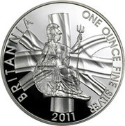 2 Pounds - Elizabeth II 4th portrait; 1 oz Fine Silver, United Kingdom, 2011 reverse image