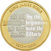 2 Pounds - Elizabeth II King James Bible; Silver Piedfort, United Kingdom, 2011 reverse image