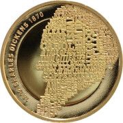 2 Pounds - Elizabeth II Charles Dickens; Gold Proof, United Kingdom, 2012 reverse image