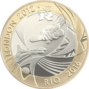 2 Pounds - Elizabeth II 4th portrait; Olympic Handover, United Kingdom, 2012 reverse image